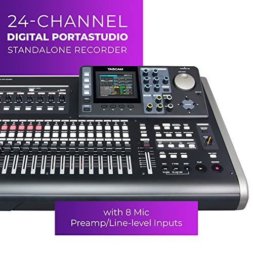 Tascam DP-24SD 24-Track Digital Portastudio Multi-Track Audio Recorder , 8 XLR Inputs, Effects, Mastering, Color Screen