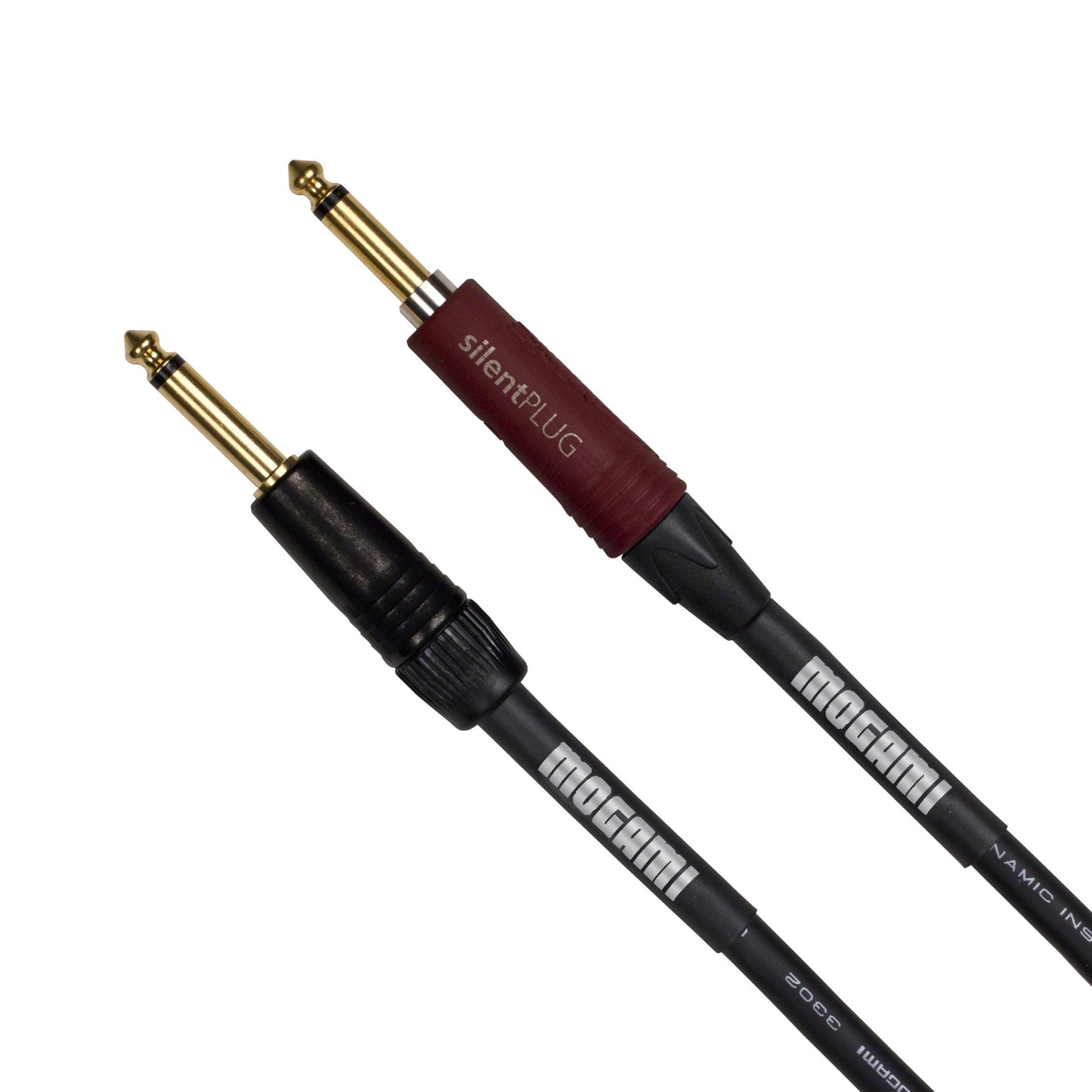Mogami Platinum Guitar Instrument Cable, 1/4" TS Male Plugs, Gold Contacts, Straight Connectors with silentPLUG