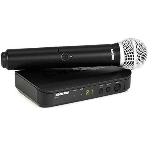 Shure BLX24/PG58 UHF Wireless Microphone System - Perfect for Church, Karaoke, Vocals - 14-Hour Battery Life, 300 ft Range | Includes PG58 Handheld Vocal Mic, Single Channel Receiver | H11 Band