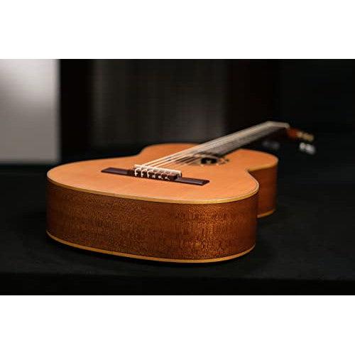 Ortega Guitars 6 String Family Series 3/4 Size Nylon Classical Guitar w/Bag, Right, Cedar Top-Natural-Satin, (R122-3/4)