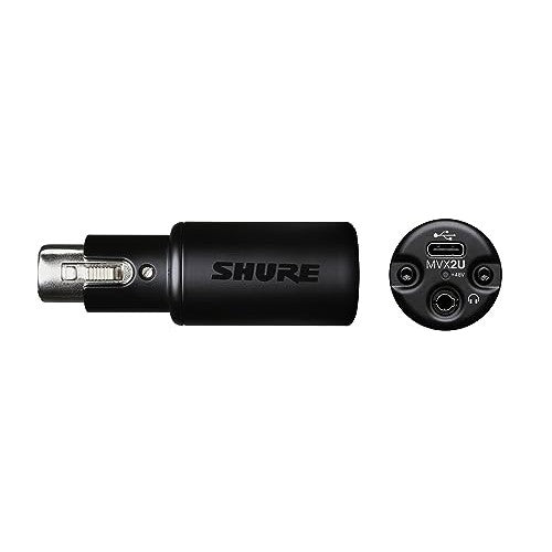 Shure MVX2U XLR-to-USB Digital Interface with Headphone Jack, Integrated Pre-amp with 60dB Gain Control, Zero-Latency Monitoring, 48V Phantom Power, ShurePlus Desktop App, 1m USB-C Cable