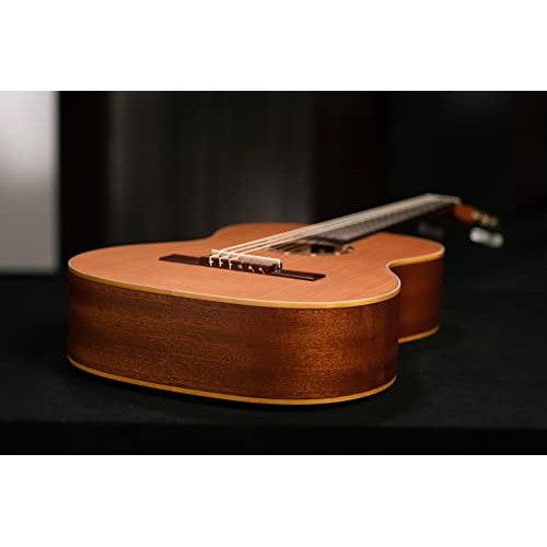 Ortega Guitars 6 String Family Series 7/8 Size Nylon Classical Guitar w/Bag, Right, Cedar Top-Natural-Satin, (R122-7/8)