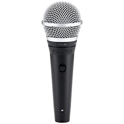 Shure PGA48 Dynamic Microphone - Handheld Mic for Vocals with Cardioid Pick-up Pattern, Discrete On/Off Switch, 3-pin XLR Connector, 15' XLR-to-XLR Cable, Stand Adapter and Zipper Pouch (PGA48-XLR)