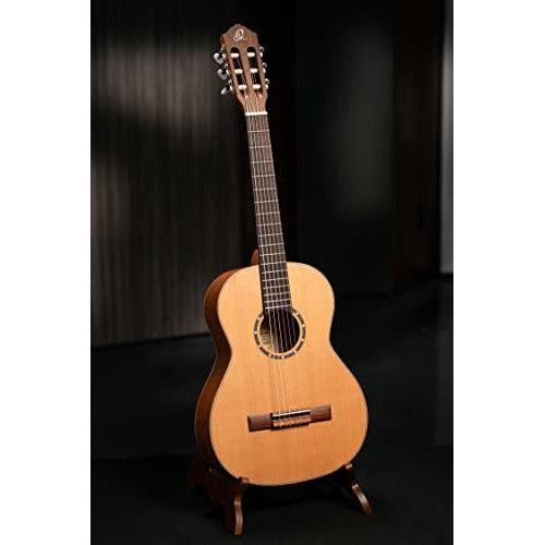 Ortega Guitars 6 String Family Series 3/4 Size Nylon Classical Guitar w/Bag, Right, Cedar Top-Natural-Satin, (R122-3/4)