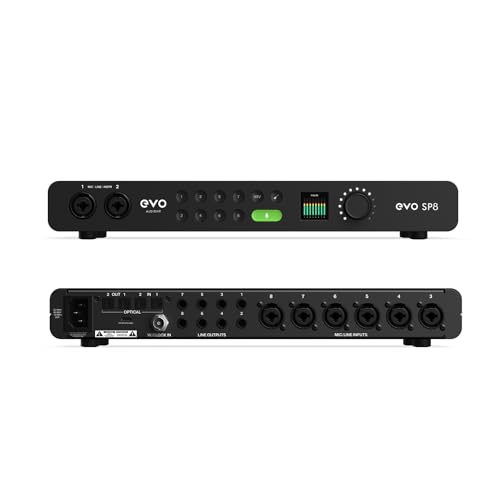 Audient EVO SP8 8-Channel Mic Pre Expansion with 8 ADAT Inputs/8 ADAT Outputs, for the Musician, Producer, or Engineer — Includes 8 EVO Microphone Preamps with Smartgain