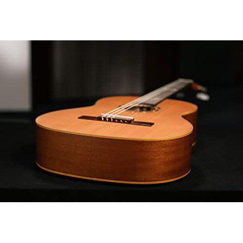 Ortega Guitars 6 Family Series Size Nylon String Classical Guitar w/Bag, Right, Cedar Top-Natural-Satin, Full - Slim Neck (R122SN)