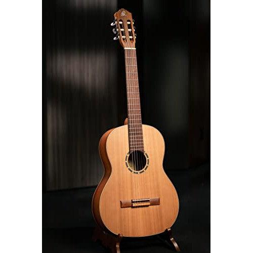 Ortega Guitars 6 String Family Series Full Size Nylon Classical Guitar w/Bag, Right, Cedar Top-Natural-Satin, (R122)