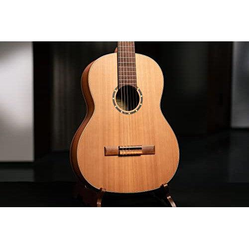 Ortega Guitars 6 String Family Series Full Size Nylon Classical Guitar w/Bag, Right, Cedar Top-Natural-Satin, (R122)