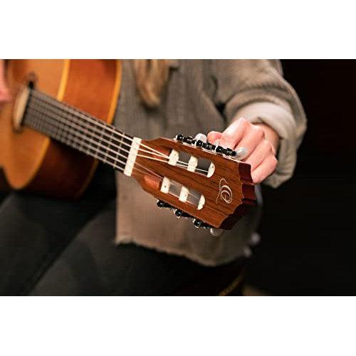 Ortega Guitars 6 Family Series Size Nylon String Classical Guitar w/Bag, Right, Cedar Top-Natural-Satin, Full - Slim Neck (R122SN)