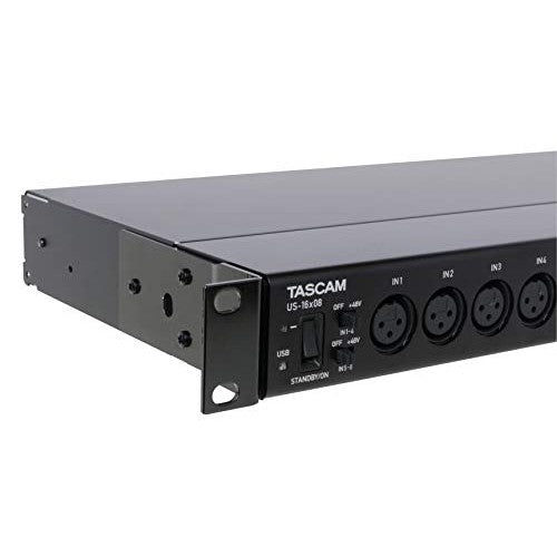 Tascam US-16x08 Rackmount USB Audio/MIDI Interface for Recording, Drum Recording, 8 XLR/8 1/4" Inputs, 8 Outputs, Control Software,Black