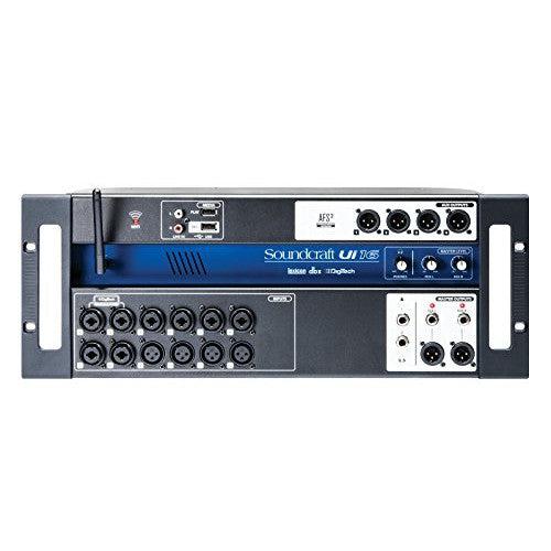 Soundcraft Ui16 Rack-Mountable Laptop or Tablet-Controlled, 16 input Digital Audio Mixer with onboard Signal Processing. Blue and Gray