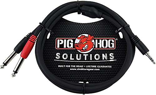 Pig Hog PB-S3403 3.5 mm Stereo to Dual 1/4" Mono (Male) Stereo Breakout Cable, 3 Feet