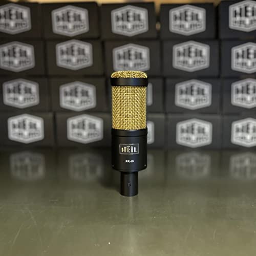 Heil PR 40 Dynamic Microphone for Streaming, Podcast, Recording, and Broadcast, XLR Microphone for Live Music, Wide Frequency Response, Smooth Sound, Superior Rear Noise Rejection - Black & Gold