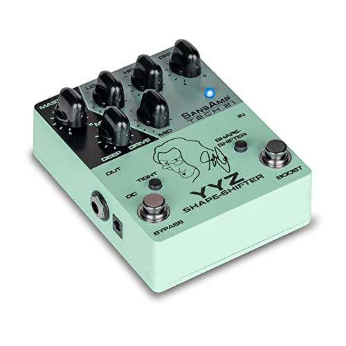 Tech 21 YYZ Geddy Lee Shape-Shifter Signature SansAmp Pedal with 12dB Boost Stomp Switch, Mix Control, and 3-Band Active EQ