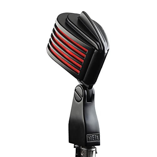 Heil The Fin Dynamic Microphone for Live Sound Applications and Video Podcasting, XLR Microphone with Vintage Appeal, Wide Frequency Response, and Superior Rear Noise Rejection - Black/Red