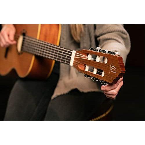 Ortega Guitars 6 String Family Series 7/8 Size Nylon Classical Guitar w/Bag, Right, Cedar Top-Natural-Satin, (R122-7/8)