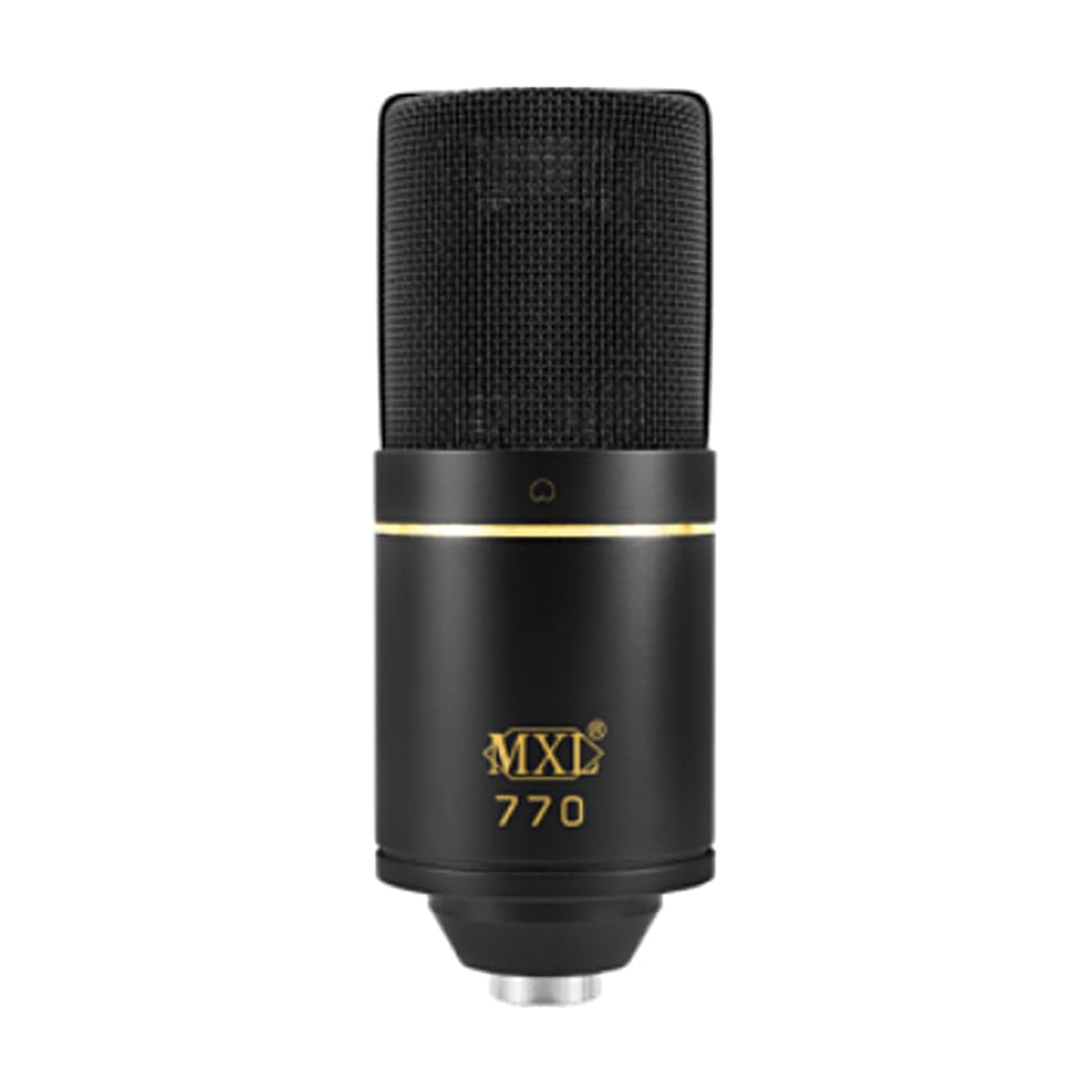 MXL 770 Condenser Microphone for Podcasting, Singing, Home Studio Recording, Gaming & Streaming | XLR | Large Diaphragm | Cardiod (Black)