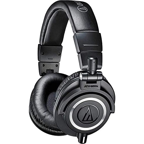 Audio-Technica ATH-M50X Professional Studio Monitor Headphones, Black, Professional Grade, Critically Acclaimed, with Detachable Cable