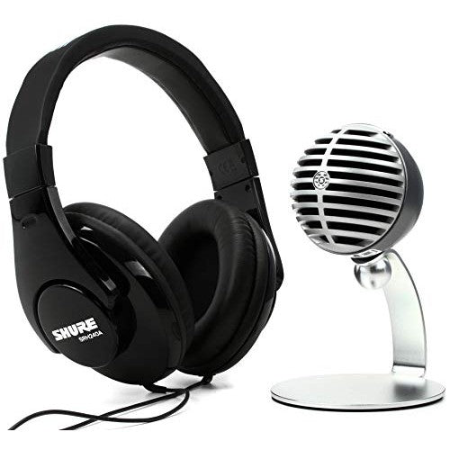 Shure Mobile Recording Kit with SRH240A Headphones and MV5 Microphone - Record & Monitor Professional Content with Real-Time Monitoring, Connect Directly to Computer or Mobile Phone (MV5/A-240 BNDL)