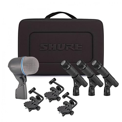 Shure Drum Microphone Kit for Performing and Recording Drummers, Conveniently Packaged Selection of Mics and Mounts with Options for Kick Drum, Snare Drum, Rack Toms, Floor Toms and Congas (DMK57-52)