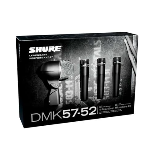 Shure Drum Microphone Kit for Performing and Recording Drummers, Conveniently Packaged Selection of Mics and Mounts with Options for Kick Drum, Snare Drum, Rack Toms, Floor Toms and Congas (DMK57-52)