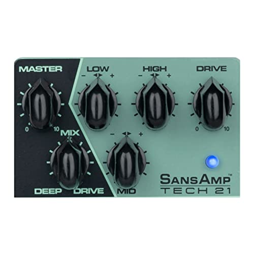 Tech 21 YYZ Geddy Lee Shape-Shifter Signature SansAmp Pedal with 12dB Boost Stomp Switch, Mix Control, and 3-Band Active EQ