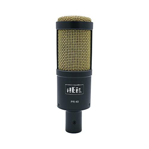 Heil PR 40 Dynamic Microphone for Streaming, Podcast, Recording, and Broadcast, XLR Microphone for Live Music, Wide Frequency Response, Smooth Sound, Superior Rear Noise Rejection - Black & Gold