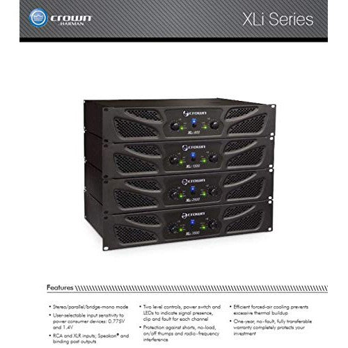 Crown XLi2500 Two-channel, 750-Watt at 4Ω Power Amplifier