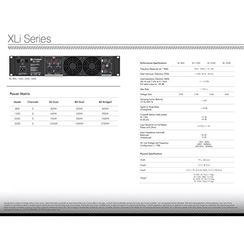 Crown XLi800 Two-channel, 300-Watt at 4Ω Power Amplifier