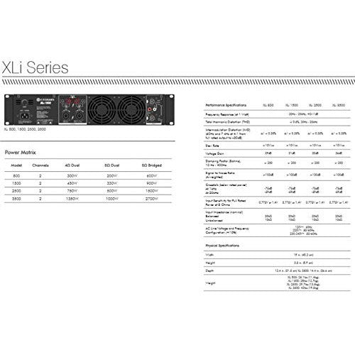 Crown XLi2500 Two-channel, 750-Watt at 4Ω Power Amplifier