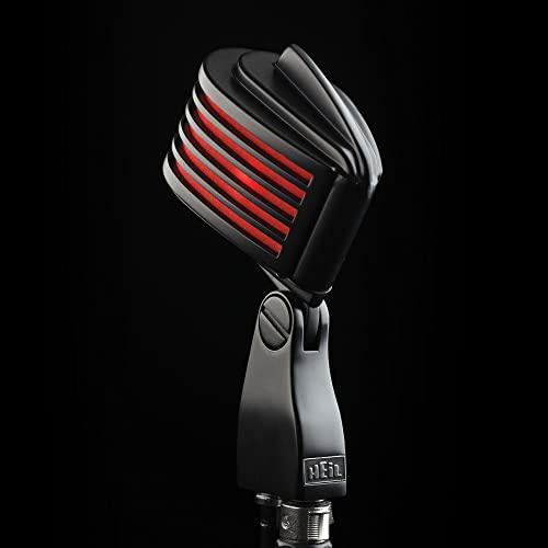 Heil The Fin Dynamic Microphone for Live Sound Applications and Video Podcasting, XLR Microphone with Vintage Appeal, Wide Frequency Response, and Superior Rear Noise Rejection - Black/Red