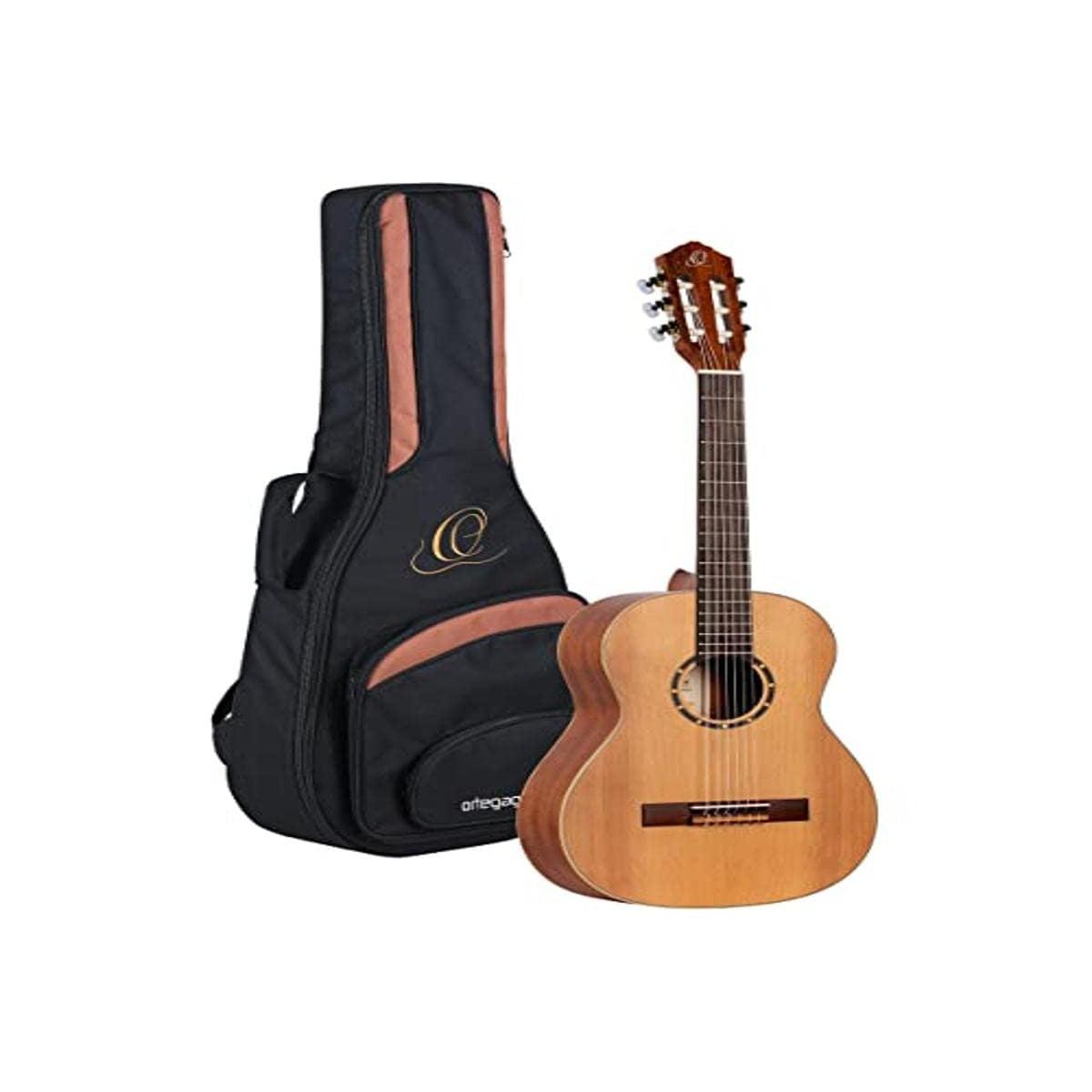 Ortega Guitars 6 String Family Series 3/4 Size Nylon Classical Guitar w/Bag, Right, Cedar Top-Natural-Satin, (R122-3/4)