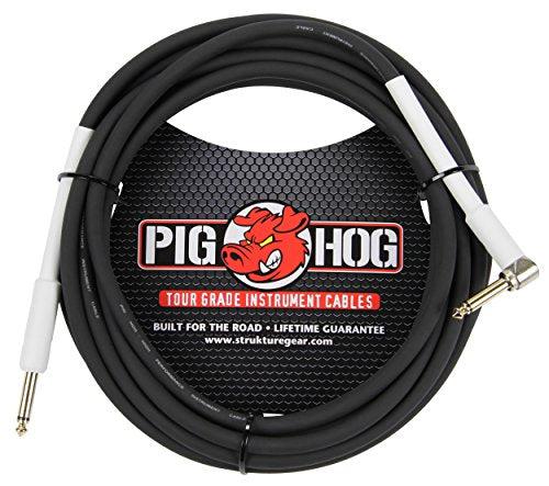 Pig Hog PH10R High Performance 8mm 1/4" to 1/4" Right-Angle Guitar Instrument Cable, 10 Feet