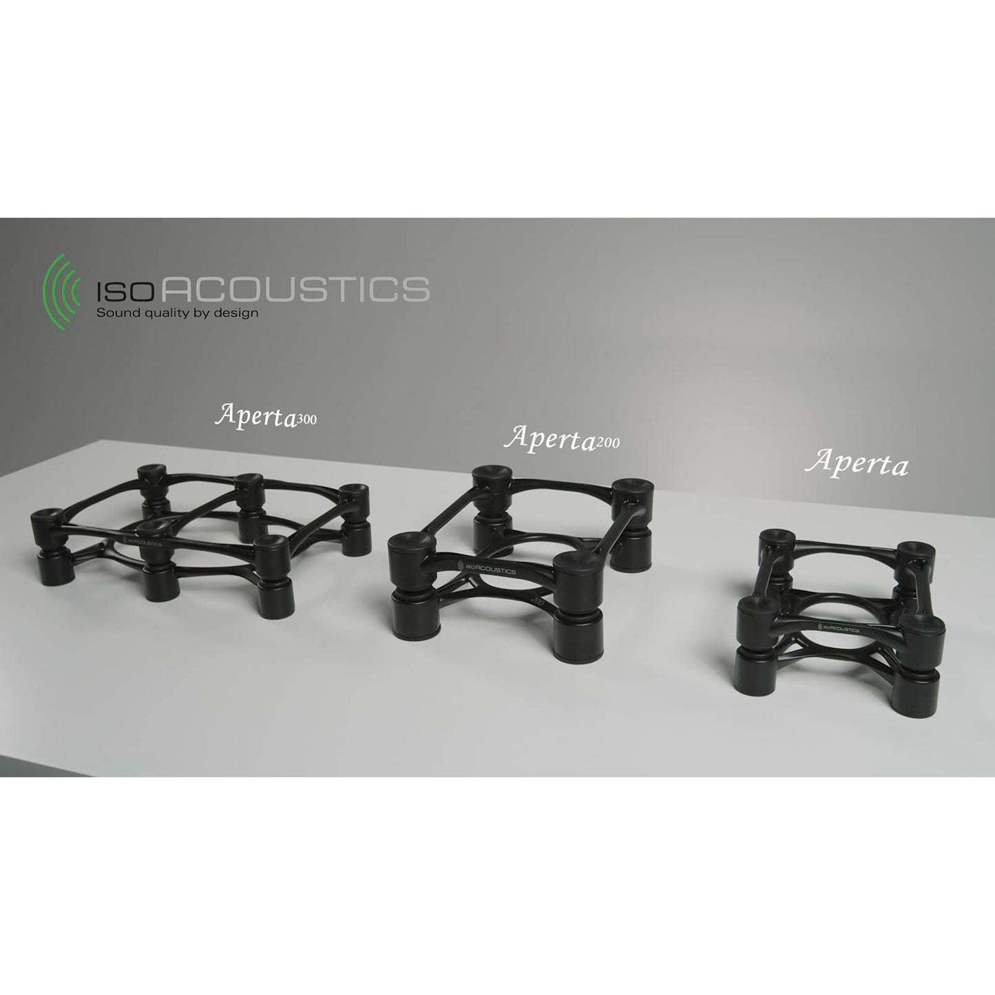 IsoAcoustics Aperta Series Isolation Speaker Stands with Tilt Adjustment: Aperta200 (7.8" x 10") Black Pair