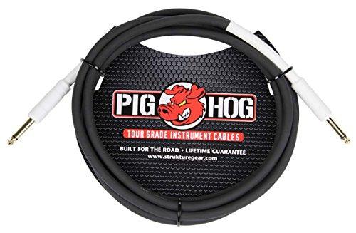 Pig Hog PH10R High Performance 8mm 1/4" to 1/4" Right-Angle Guitar Instrument Cable, 10 Feet