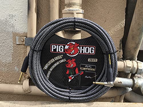 Pig Hog PCH10AGR Right-Angle 1/4" to 1/4" Amplifier Grill Guitar Instrument Cable, 10 Feet