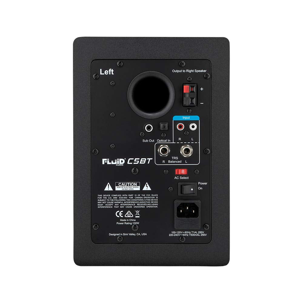 Fluid Audio C5BT: Bluetooth Active Studio Monitor, aptX, TRS, Optical Input, subwoofer Output. 2 x 20W