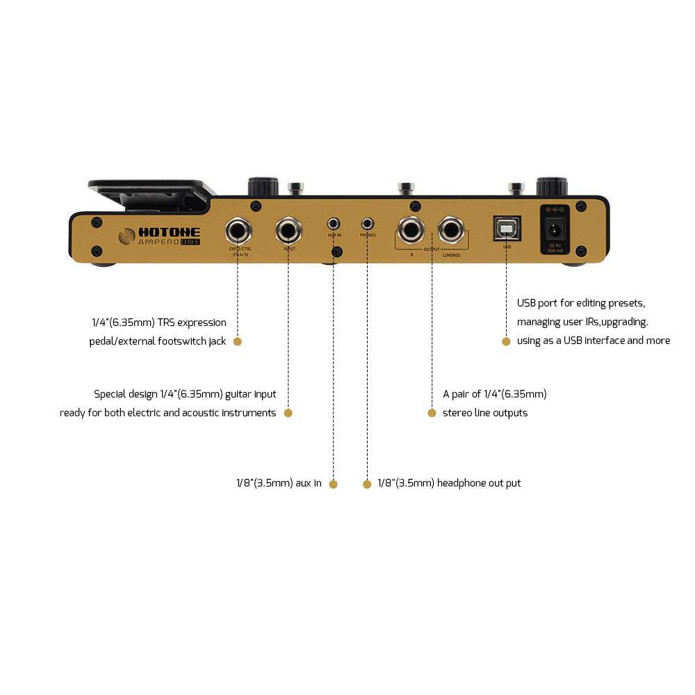 Hotone Ampero One MP-80 Guitar Bass Amp Modeling IR Cabinets Simulation Multi Language Multi-Effects with Expression Pedal Stereo OTG USB Audio Interface