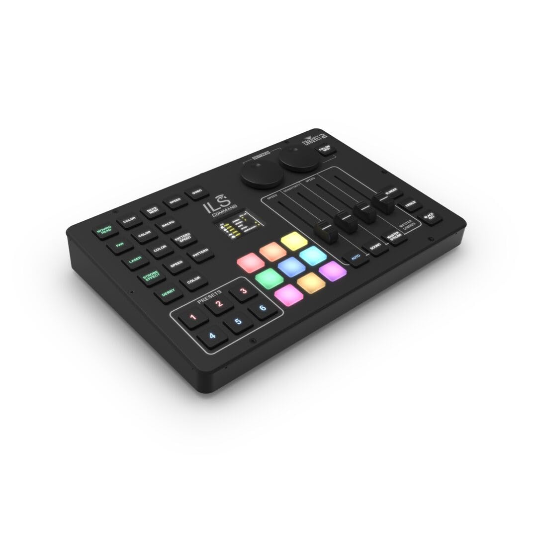 CHAUVET DJ Integrated Lighting System Command Lighting Controller with External Power Supply, USB-C Cable, Onboard Lockout, D-Fi Transmitter Controls, Audio Connector and USB Port