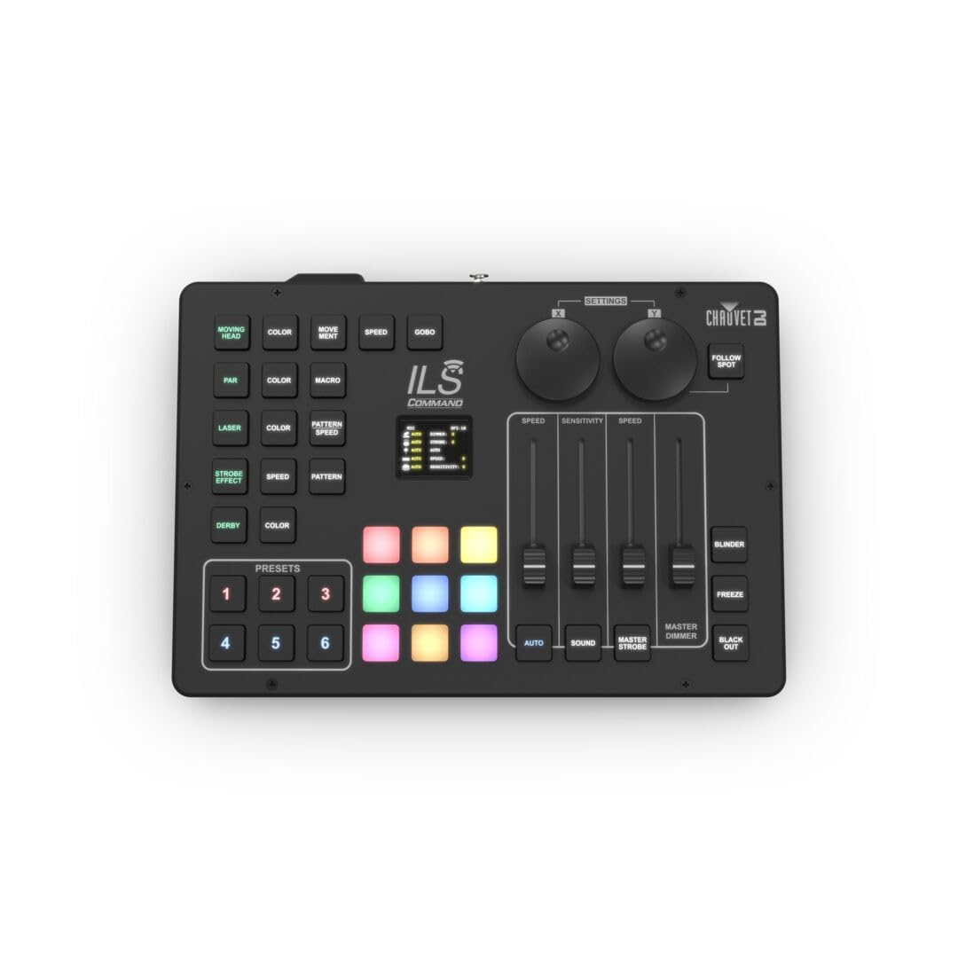 CHAUVET DJ Integrated Lighting System Command Lighting Controller with External Power Supply, USB-C Cable, Onboard Lockout, D-Fi Transmitter Controls, Audio Connector and USB Port