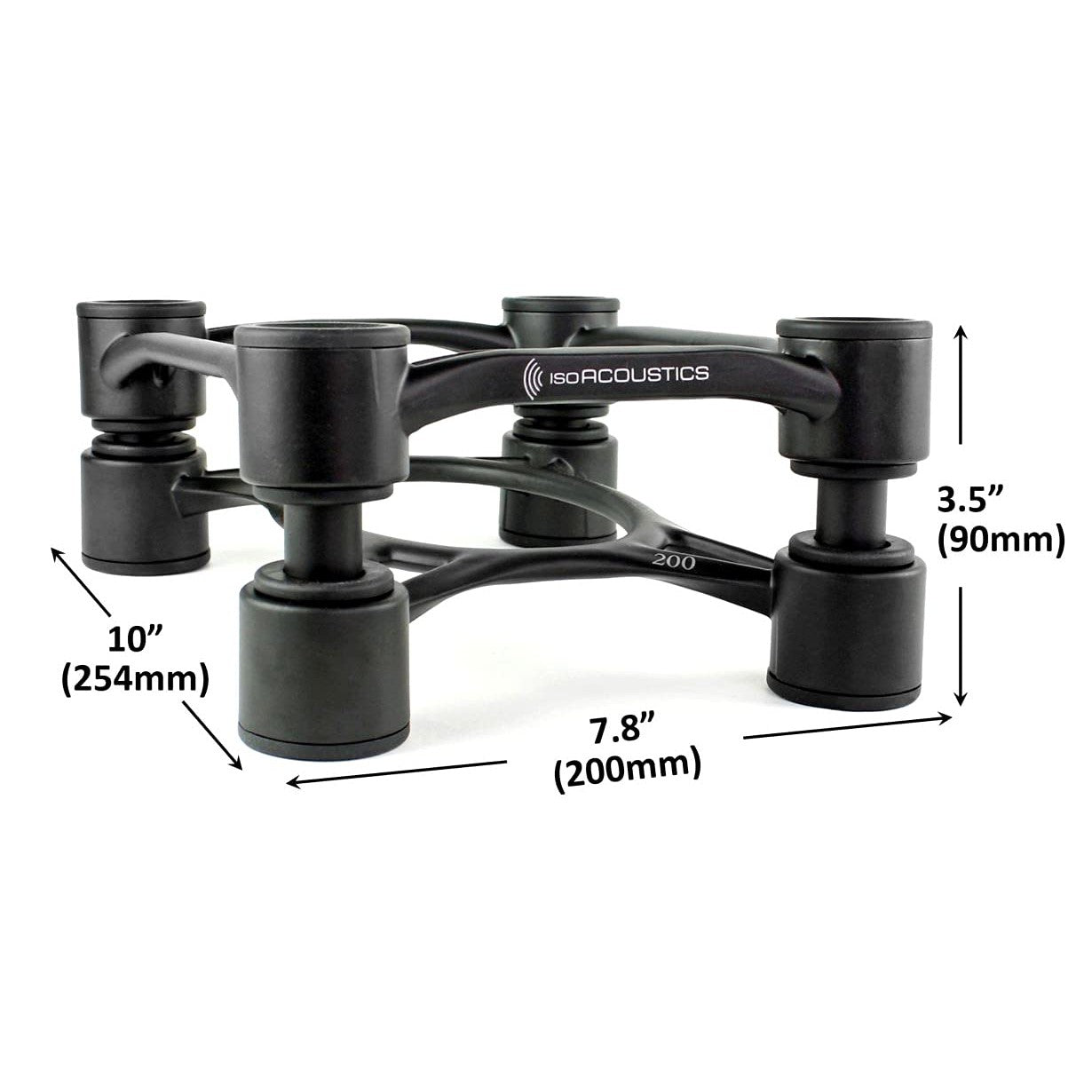 IsoAcoustics Aperta Series Isolation Speaker Stands with Tilt Adjustment: Aperta200 (7.8" x 10") Black Pair