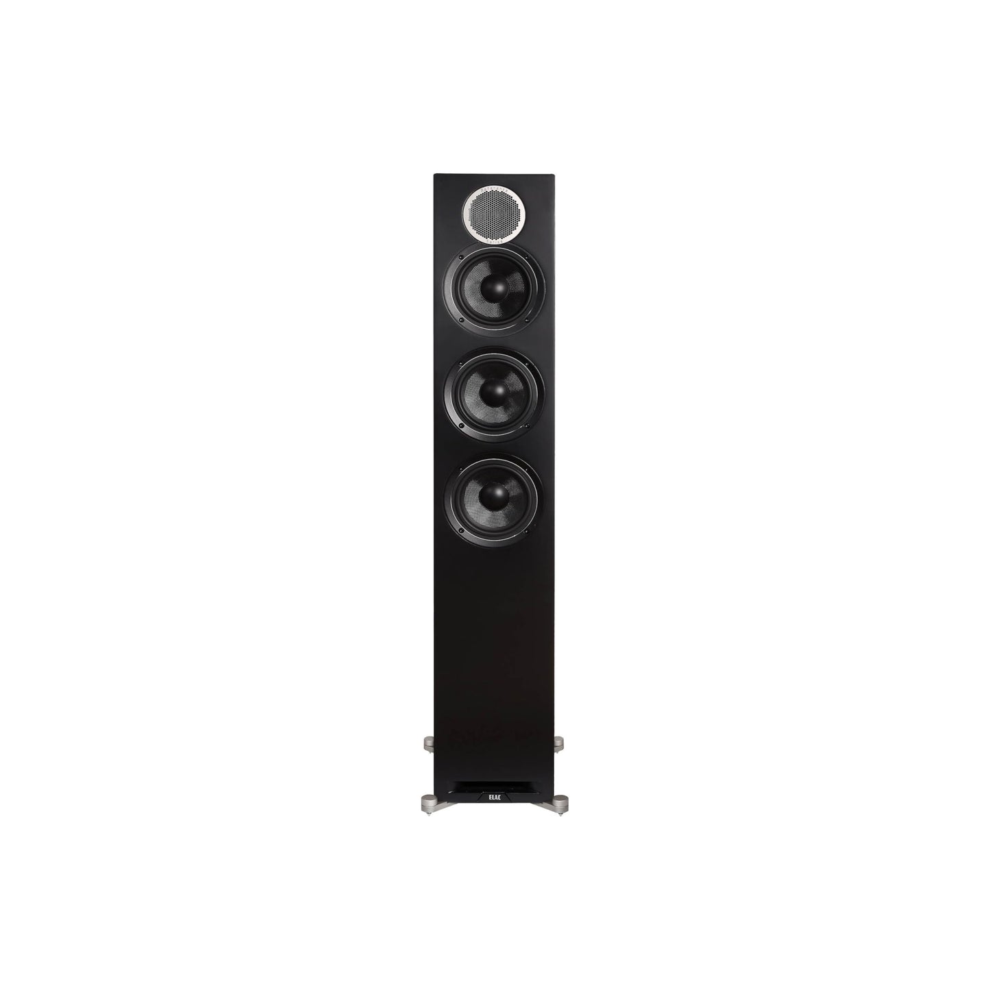 ELAC Debut Reference Floor Standing Speaker, Walnut or Oak Single Tower Speaker for Home Theater, Black Baffle with Walnut Sides