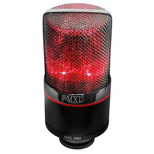 MXL 990 Condenser Microphone for Podcasting, Singing, Home Studio Recording, Gaming & Streaming | Red LED Lights | XLR | Large Diaphragm (Blaze)