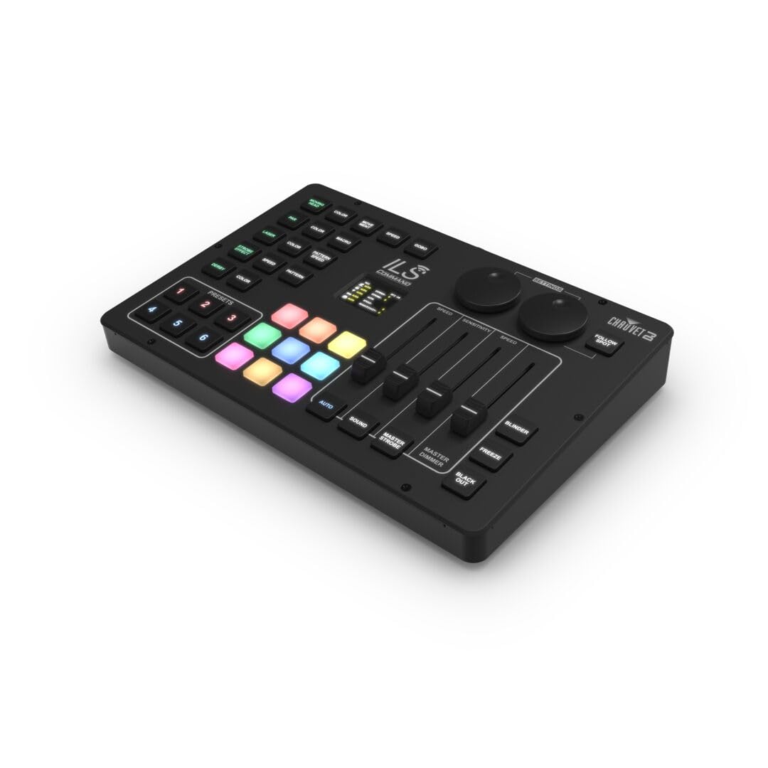 CHAUVET DJ Integrated Lighting System Command Lighting Controller with External Power Supply, USB-C Cable, Onboard Lockout, D-Fi Transmitter Controls, Audio Connector and USB Port