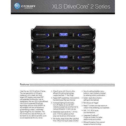 Crown XLS2502 Two-channel, 775-Watt at 4Ω Power Amplifier