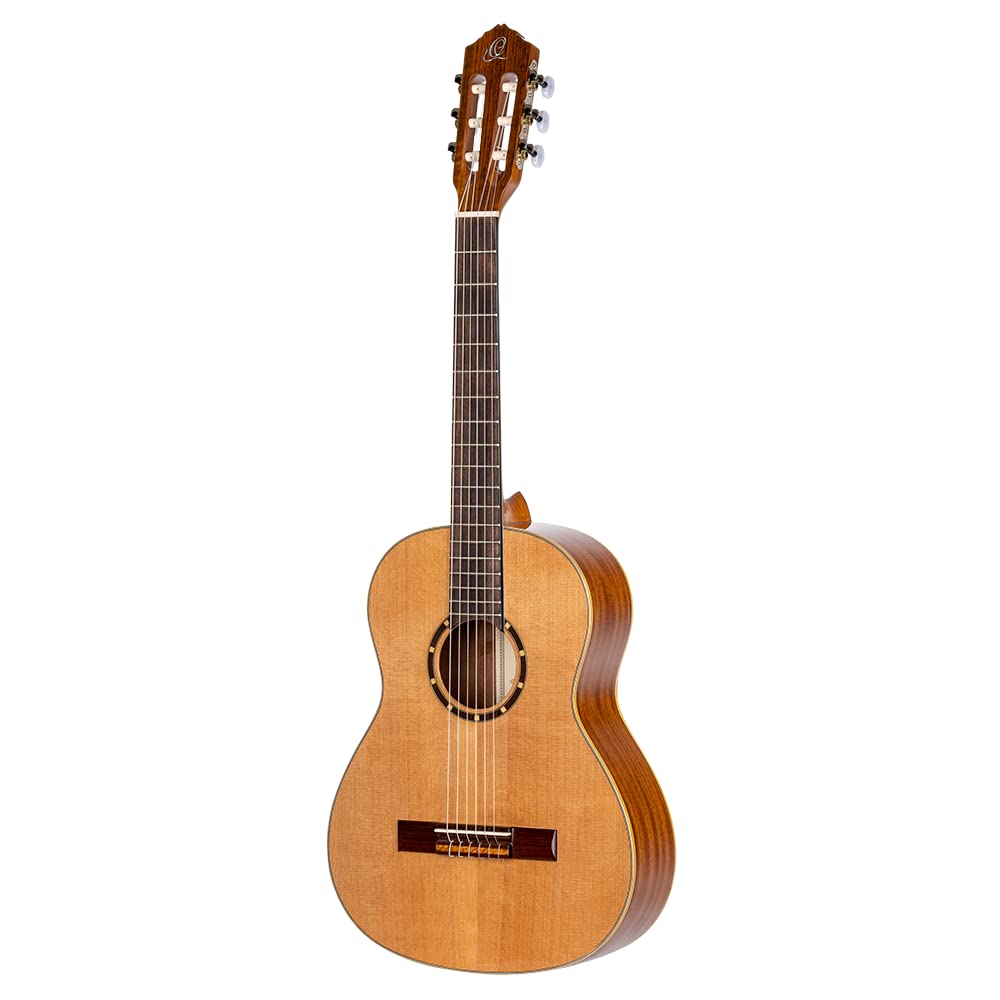 Ortega Guitars 6 String Family Series 3/4 Size Nylon Classical Guitar w/Bag, Right, Cedar Top-Natural-Gloss, (R122G-3/4)