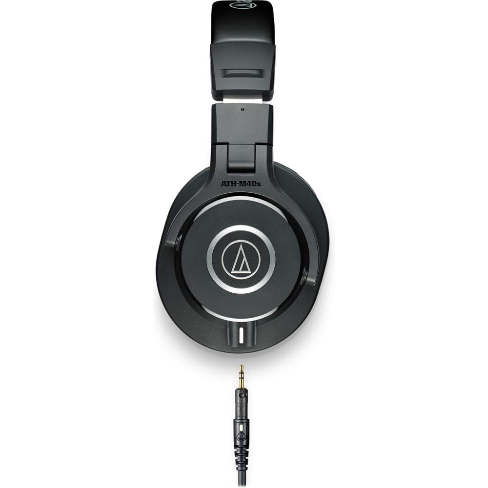 Audio-Technica ATH-M40x Professional Studio Monitor Headphone, Black, with Cutting Edge Engineering, 90 Degree Swiveling Earcups, Pro-grade Earpads/Headband, Detachable Cables Included