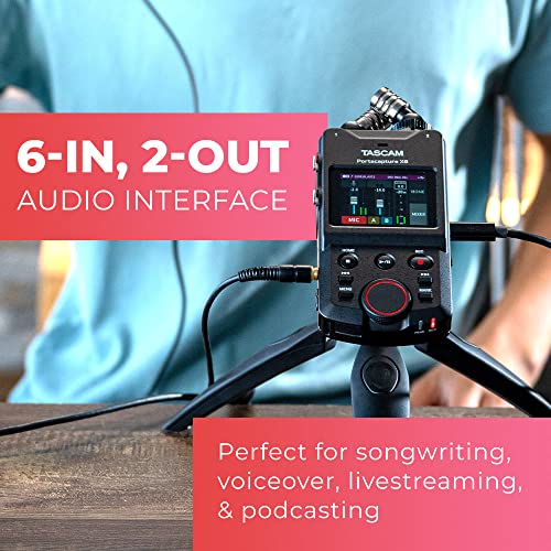 TASCAM Portacapture X6 32-bit Float Portable Audio Recorder, Field Recorder for Video, Music, Podcast, Voice, Podcasting