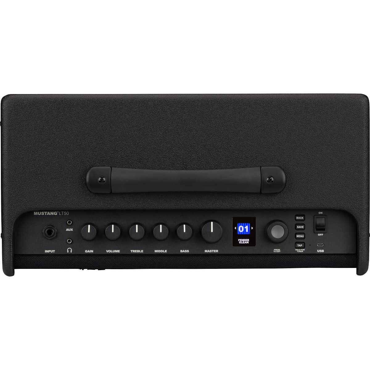 Fender Mustang LT50 Guitar Amp, 50 Watts, with 2-Year Warranty 30 Preset Effects with USB Audio Interface for Recording, 20Dx19.5Wx11.5H Inches, Black