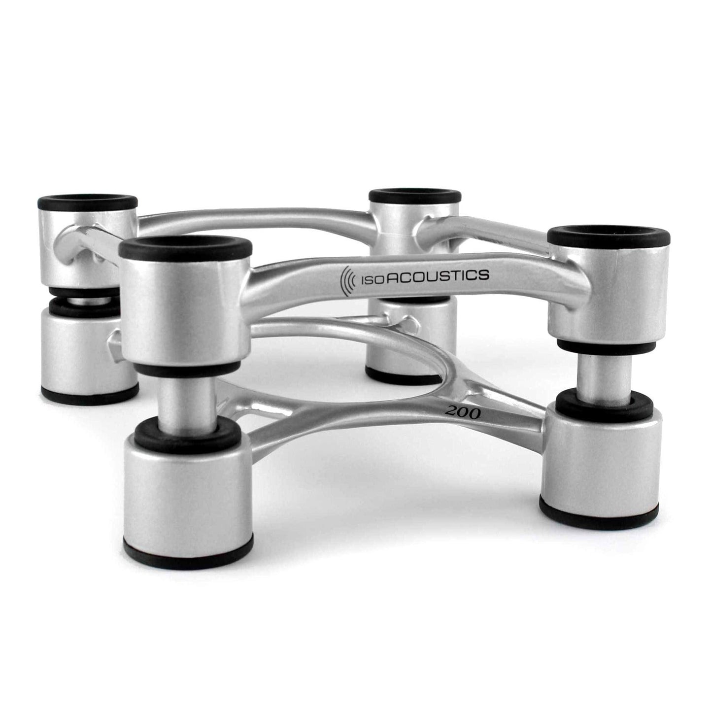 IsoAcoustics Aperta Series Isolation Speaker Stands with Tilt Adjustment: Aperta200 (7.8" x 10") Silver Pair